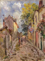 Dorfstraßenszene (Tafel)